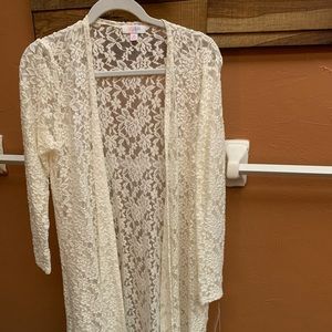 NWT white lace Lularoe Sarah duster